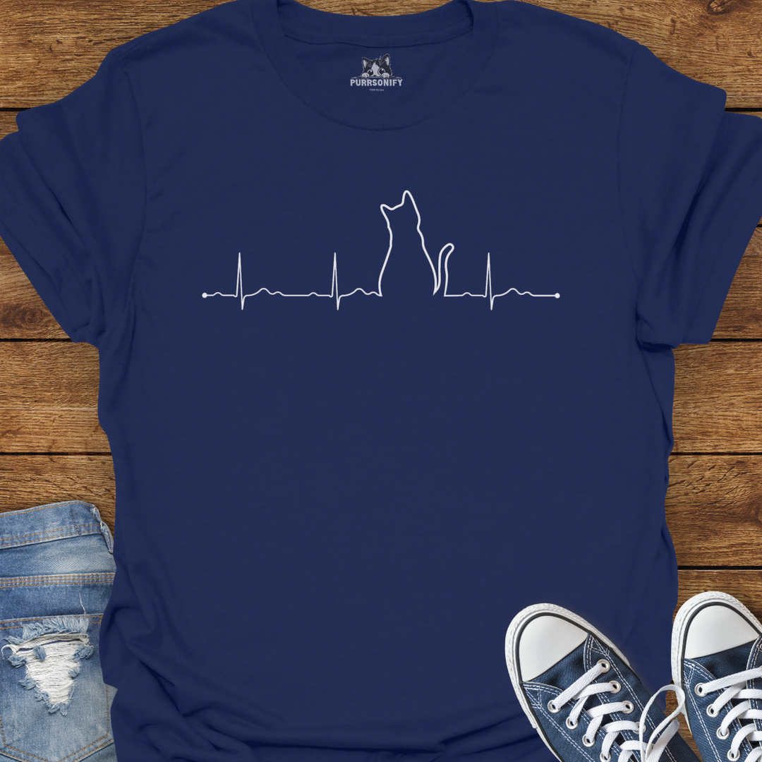 Heartbeat Cat Rhythm T-Shirt