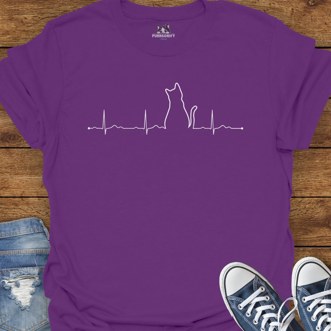 Heartbeat Cat Rhythm T-Shirt