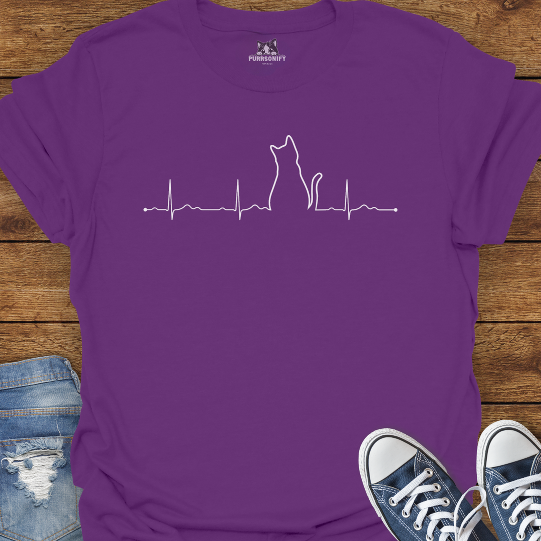 Heartbeat Cat Rhythm T-Shirt