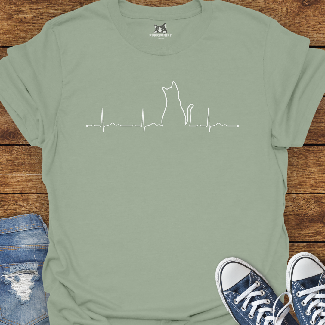 Heartbeat Cat Rhythm T-Shirt