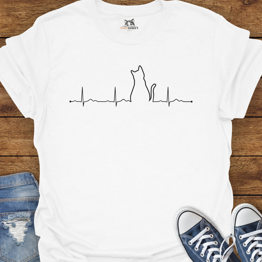 Heartbeat Cat Rhythm T-Shirt