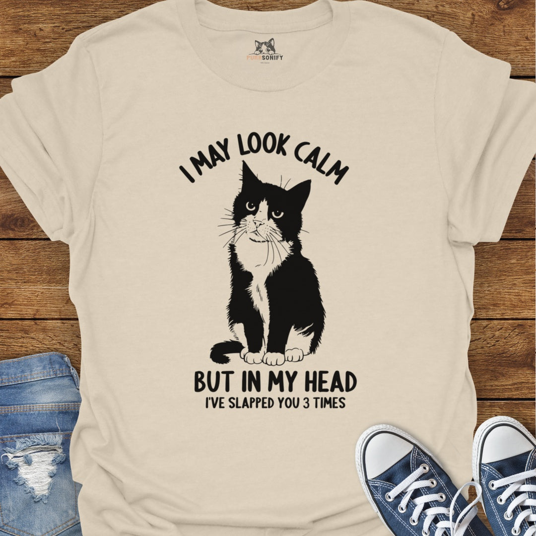 I May Look Calm, But In My Head I've Slapped You 3 Times Cat T-Shirt