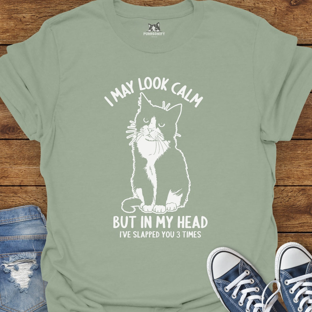 I May Look Calm, But In My Head I've Slapped You 3 Times Cat T-Shirt