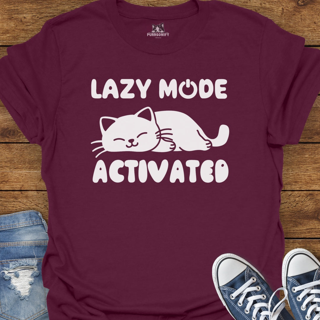 Lazy Mode Activated Cat T-Shirt