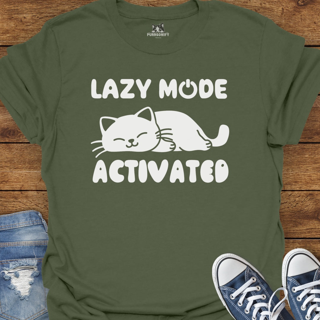 Lazy Mode Activated Cat T-Shirt