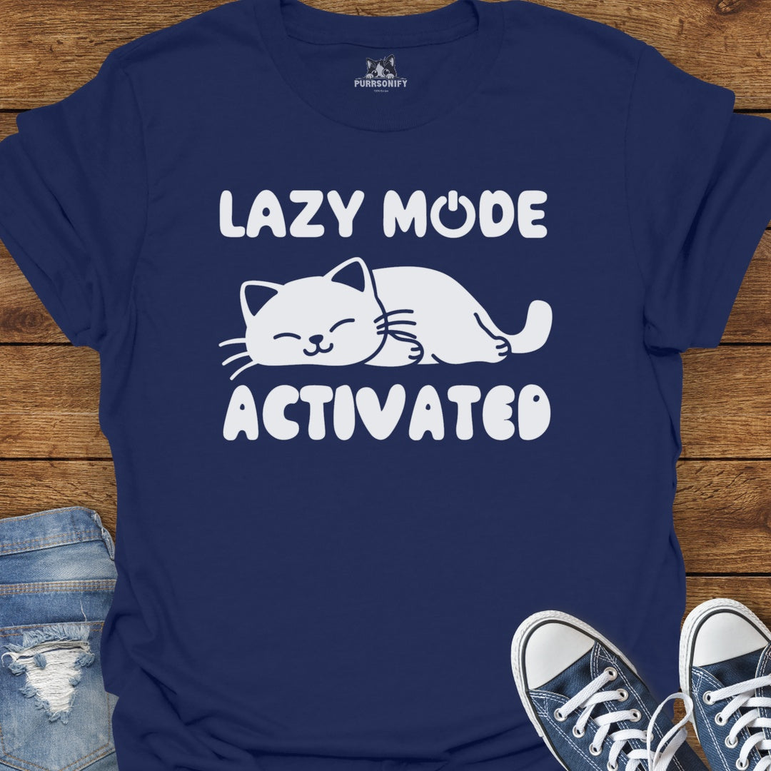 Lazy Mode Activated Cat T-Shirt