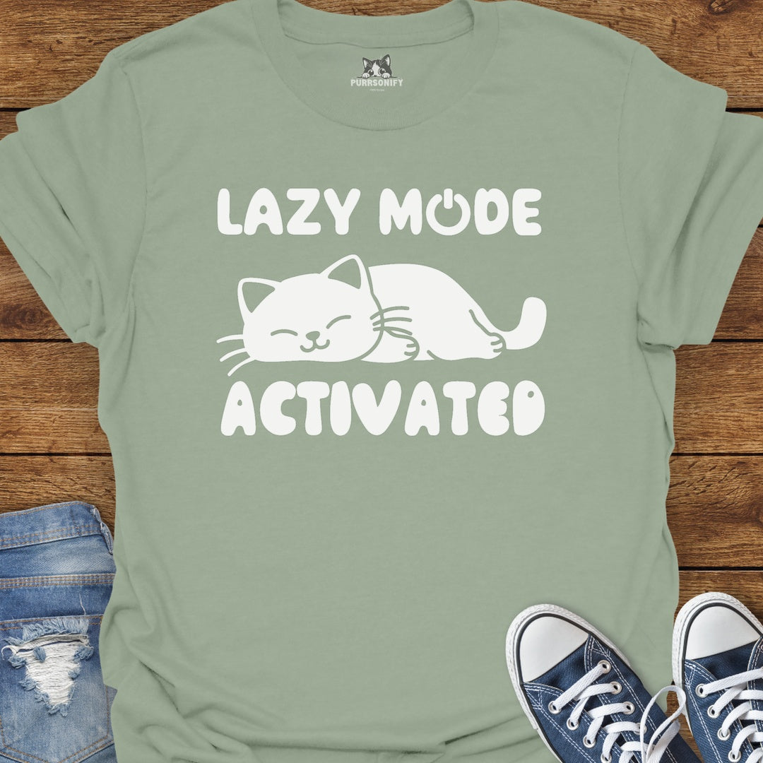 Lazy Mode Activated Cat T-Shirt