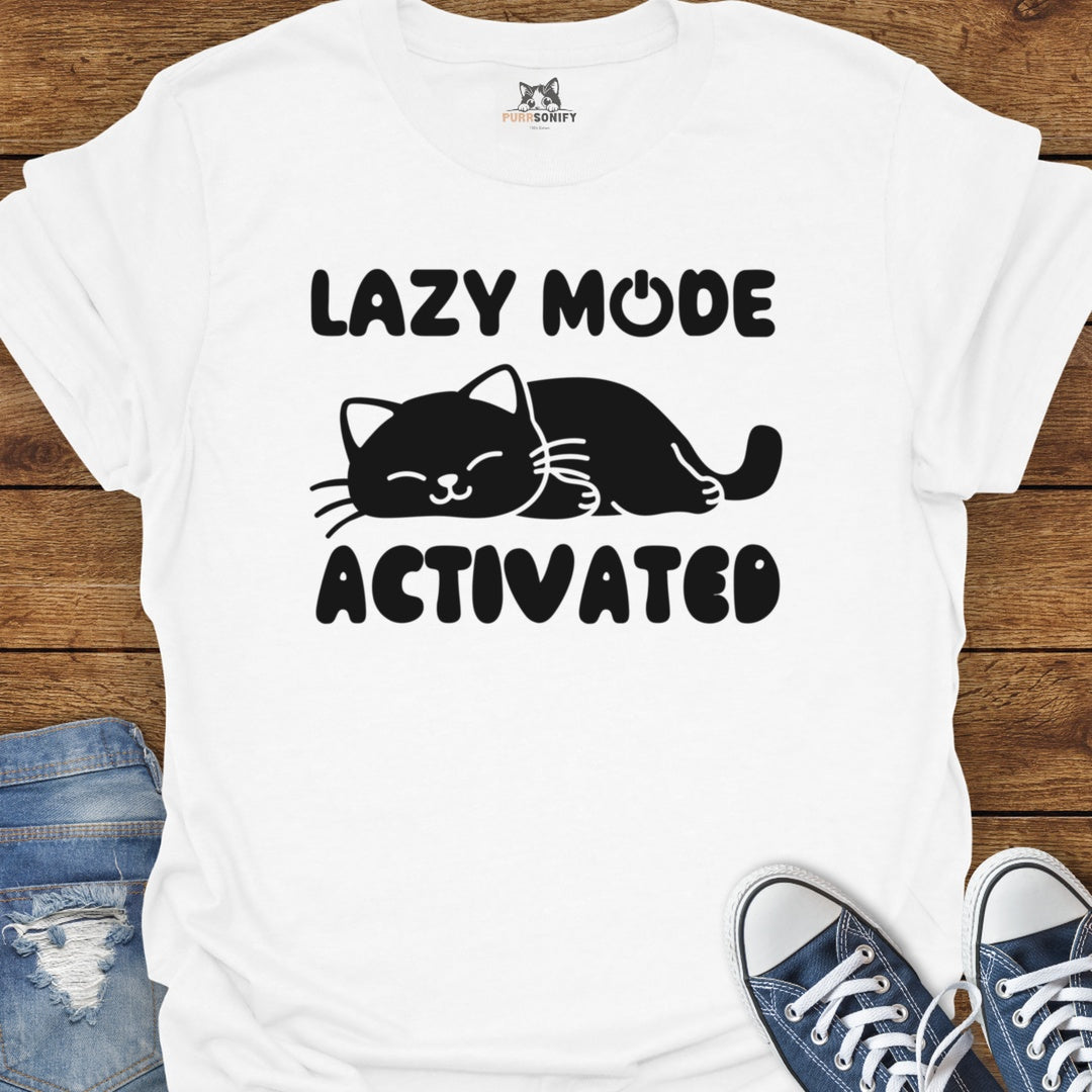 Lazy Mode Activated Cat T-Shirt