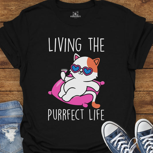 Living the Purrfect Life Cat T-Shirt