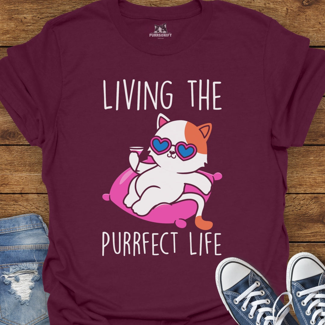 Living the Purrfect Life Cat T-Shirt