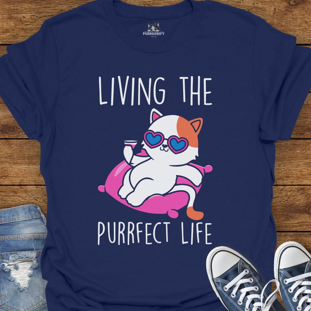Living the Purrfect Life Cat T-Shirt