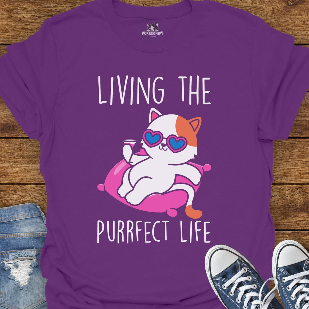 Living the Purrfect Life Cat T-Shirt