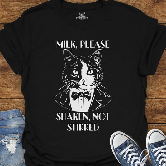 Milk Please, Shaken Not Stirred Cat T-Shirt