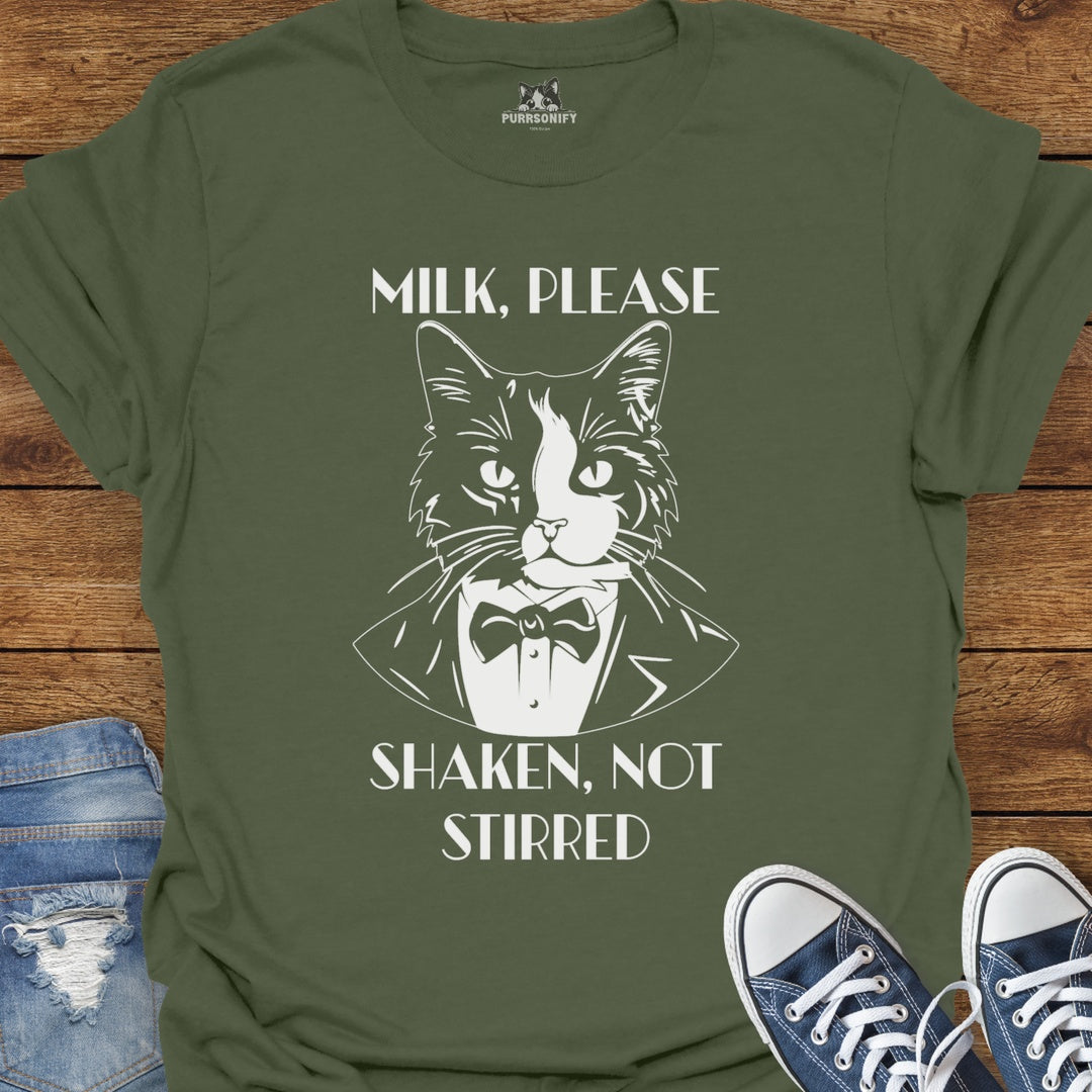 Milk Please, Shaken Not Stirred Cat T-Shirt