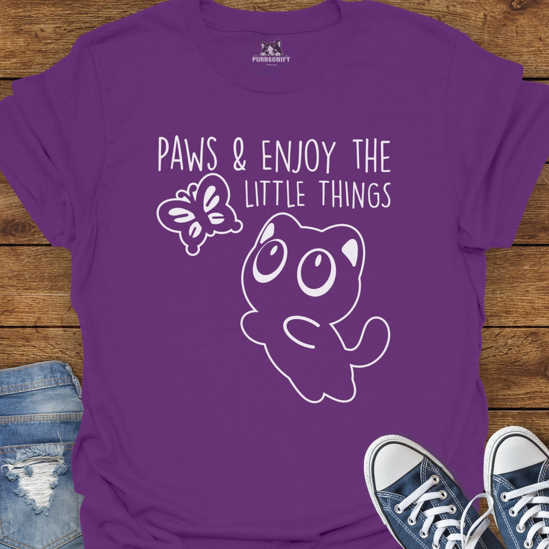 Paws & Enjoy the Little Things Cat T-Shirt