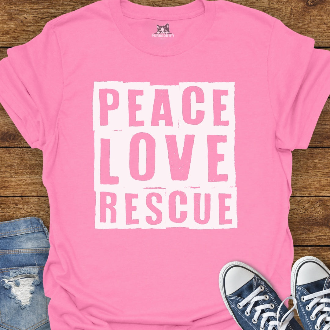 Peace Love Rescue Cat T-Shirt