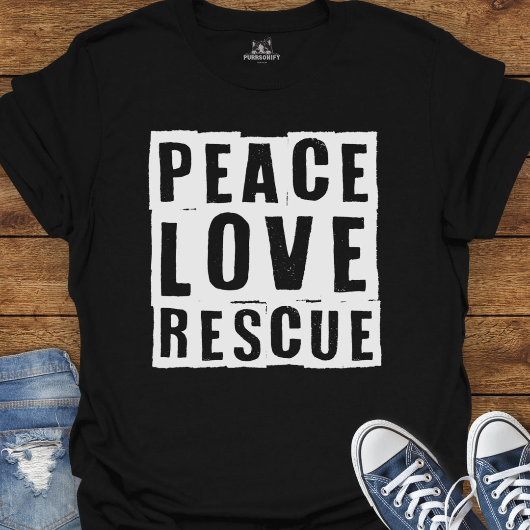 Peace Love Rescue Cat T-Shirt