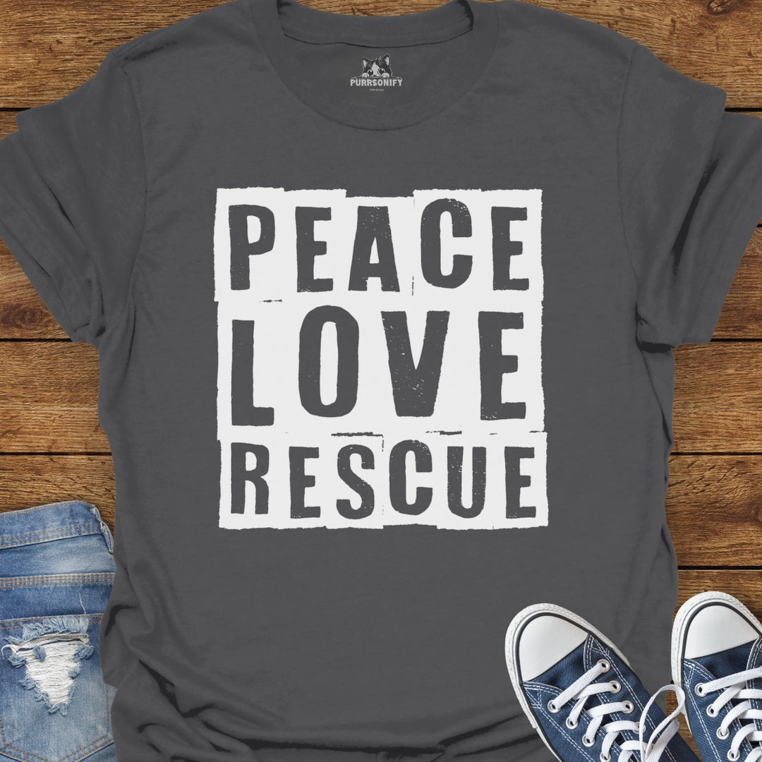 Peace Love Rescue Cat T-Shirt