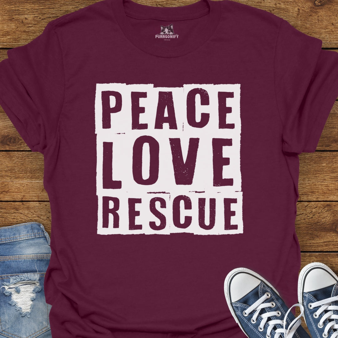 Peace Love Rescue Cat T-Shirt