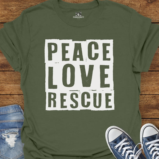 Peace Love Rescue Cat T-Shirt