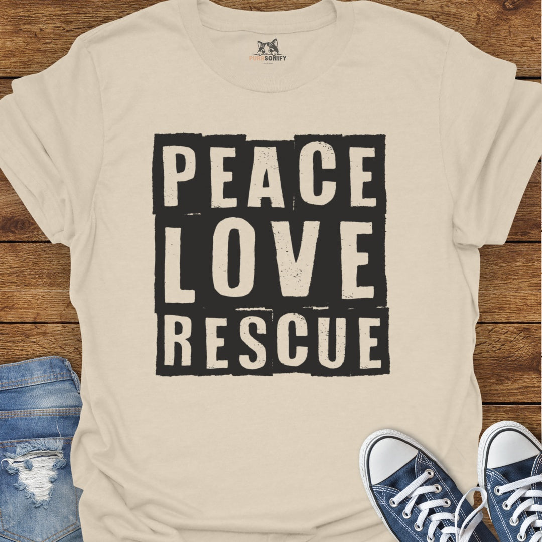 Peace Love Rescue Cat T-Shirt