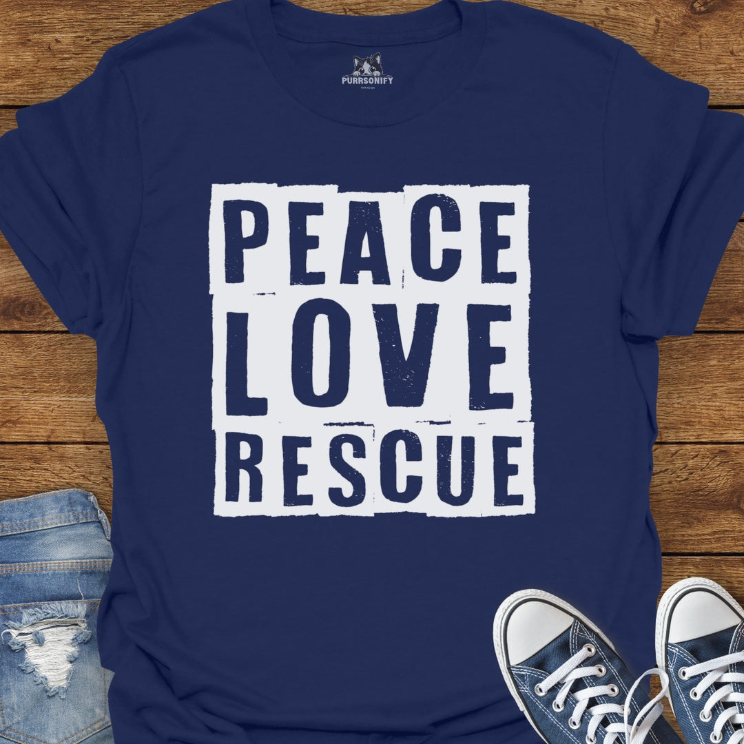 Peace Love Rescue Cat T-Shirt