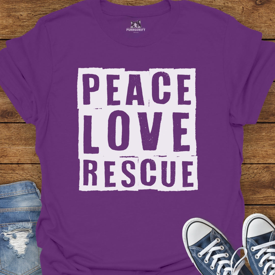 Peace Love Rescue Cat T-Shirt