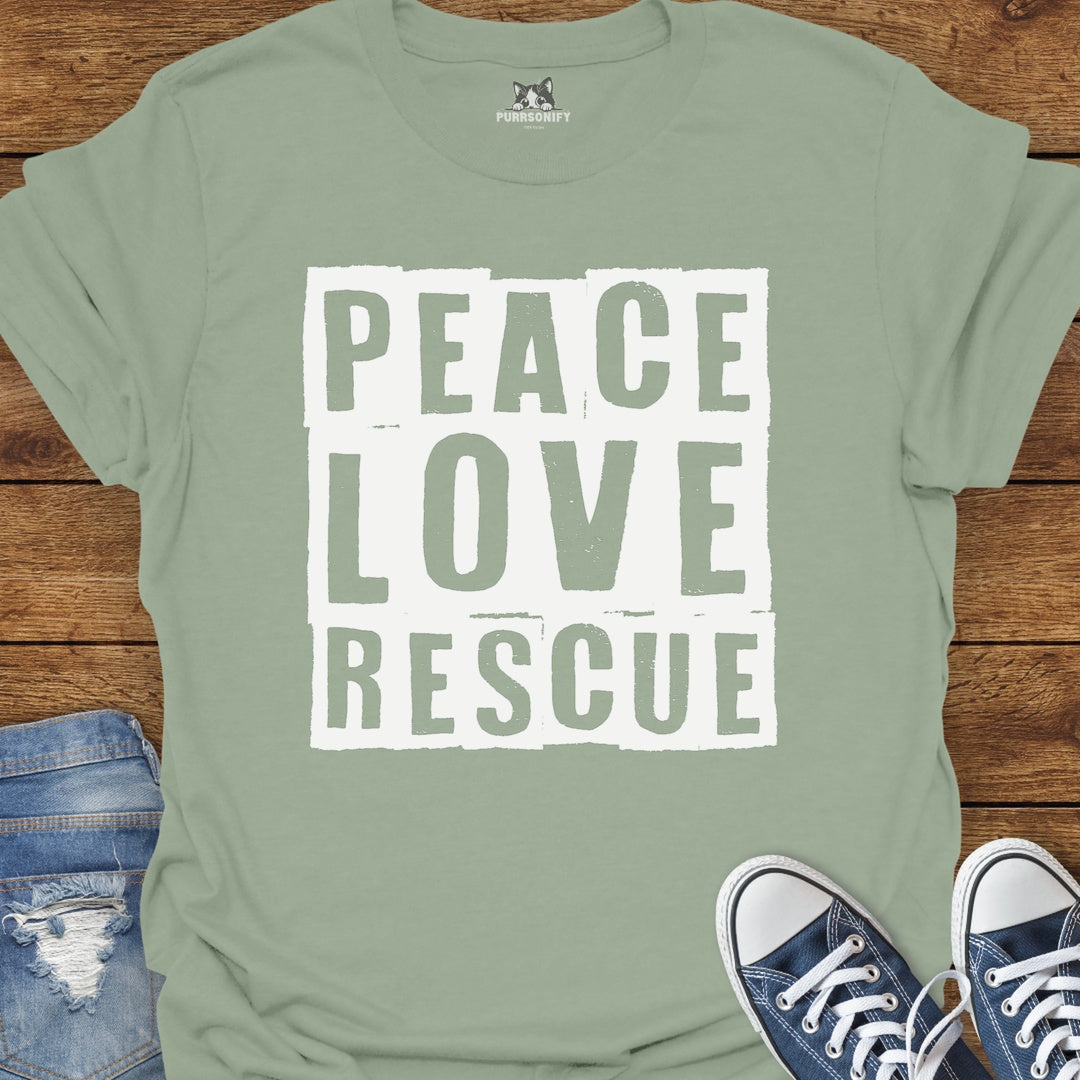 Peace Love Rescue Cat T-Shirt