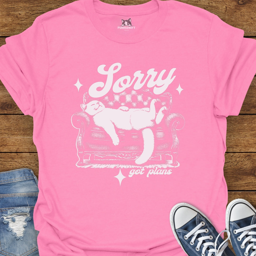 Sorry Got Plans Couch Cat T-Shirt