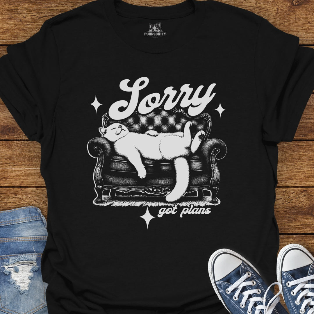 Sorry Got Plans Couch Cat T-Shirt