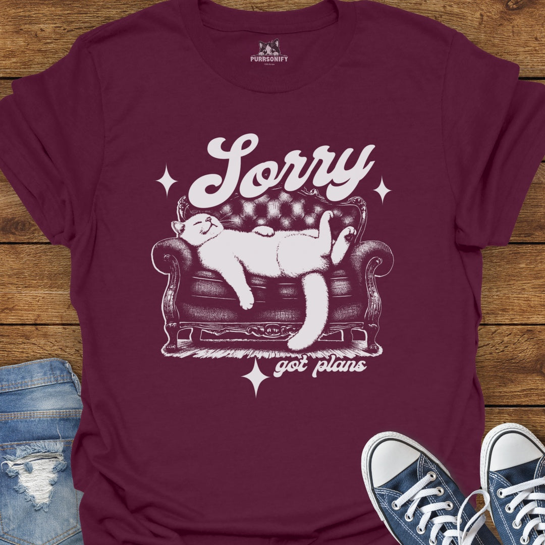 Sorry Got Plans Couch Cat T-Shirt
