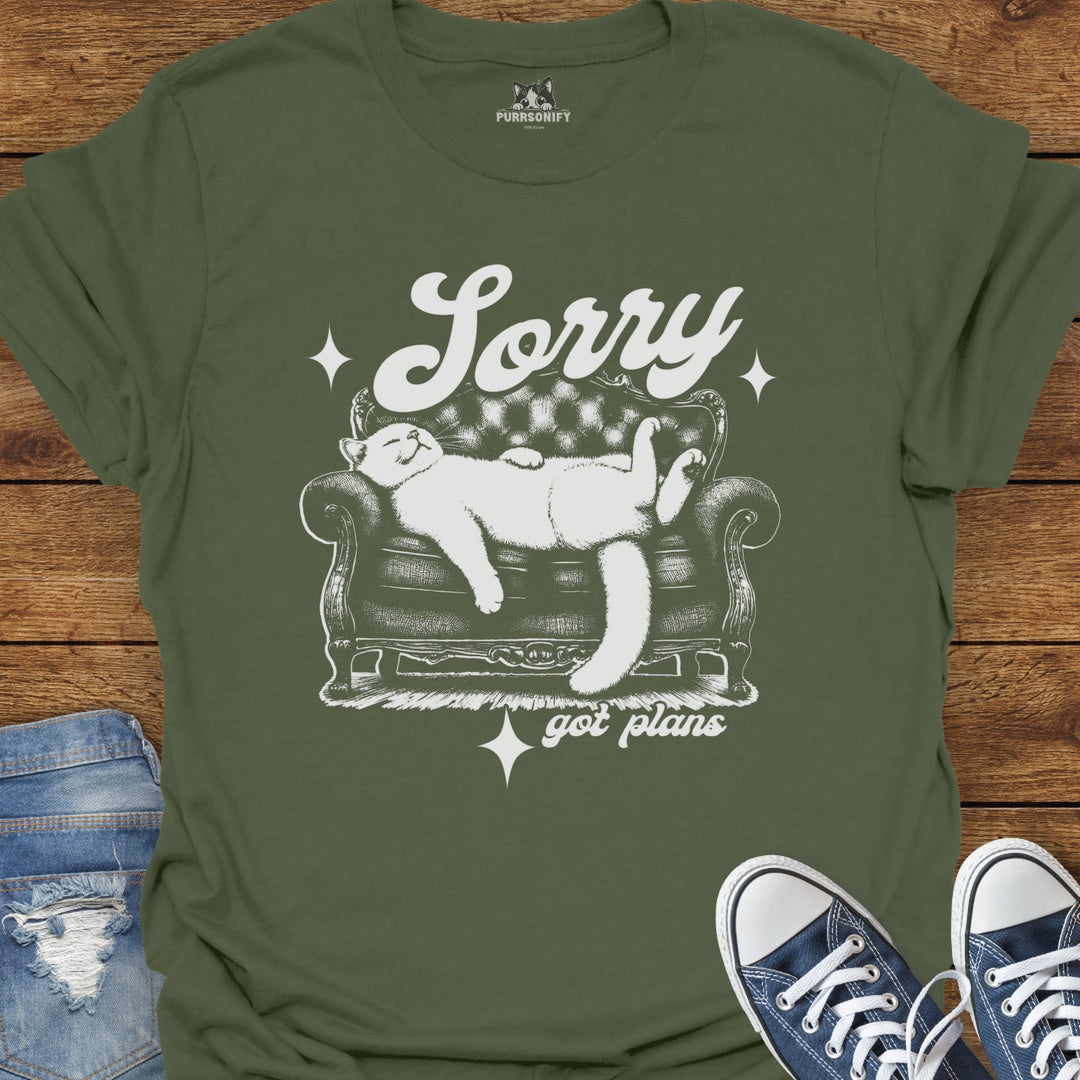 Sorry Got Plans Couch Cat T-Shirt