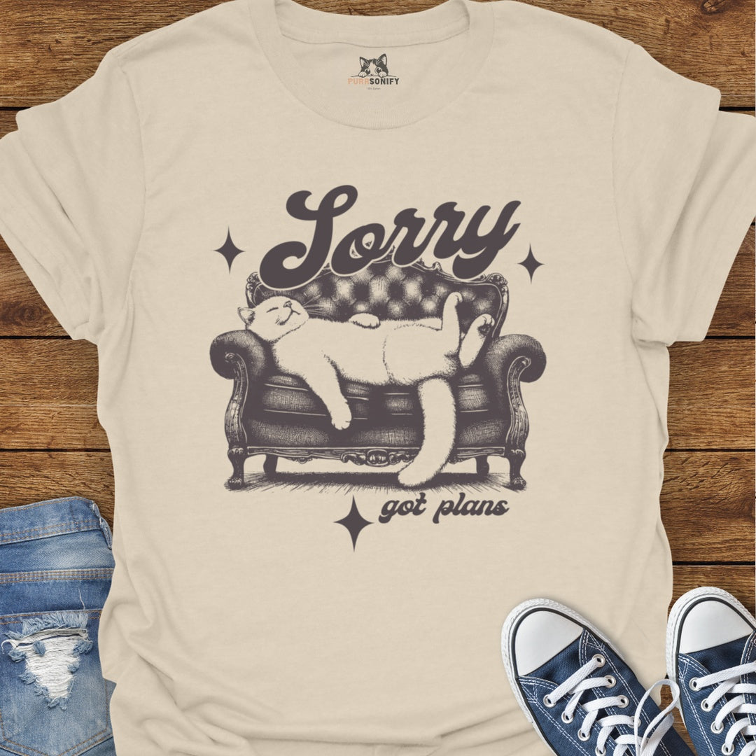 Sorry Got Plans Couch Cat T-Shirt