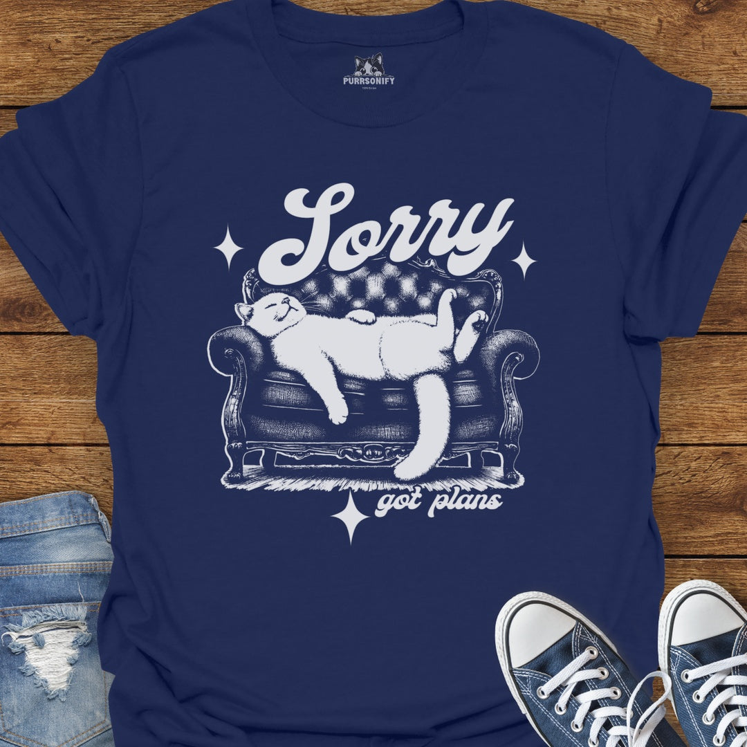 Sorry Got Plans Couch Cat T-Shirt