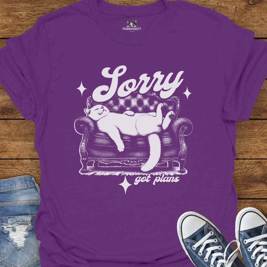 Sorry Got Plans Couch Cat T-Shirt
