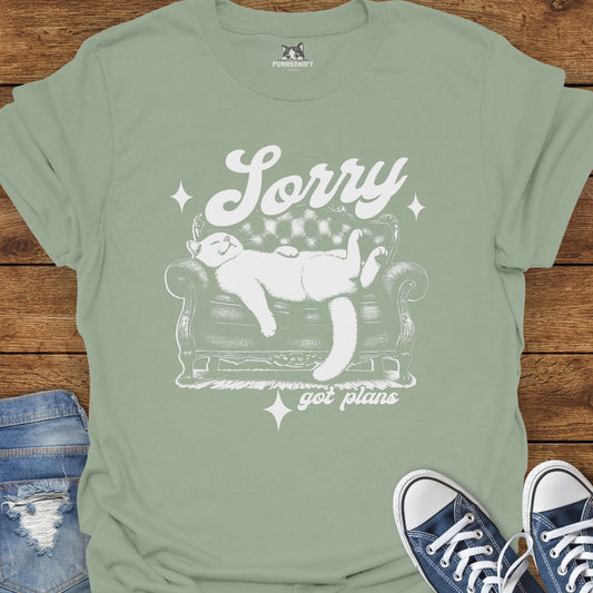 Sorry Got Plans Couch Cat T-Shirt