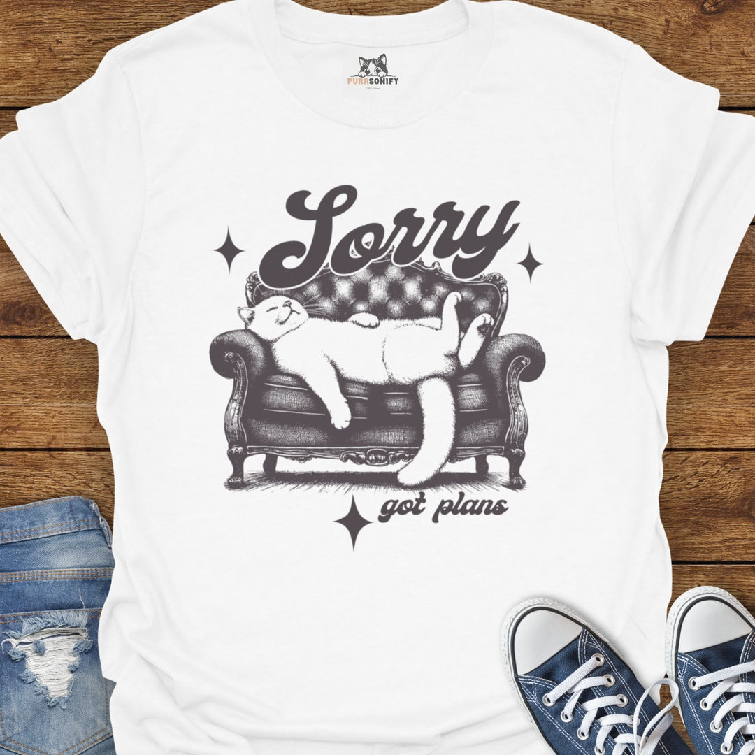 Sorry Got Plans Couch Cat T-Shirt