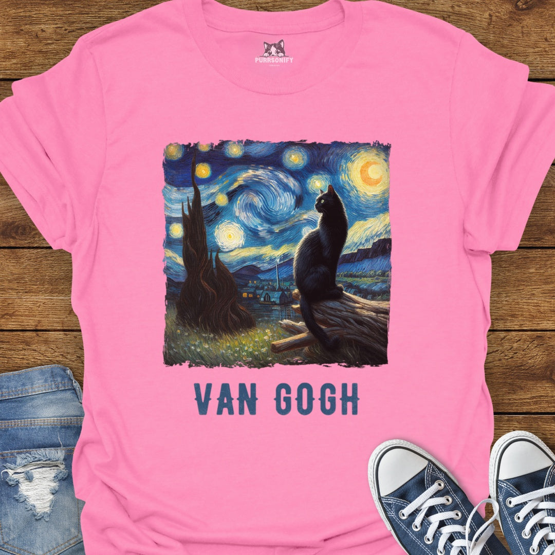 Starry Night Cat by van Gogh T-Shirt