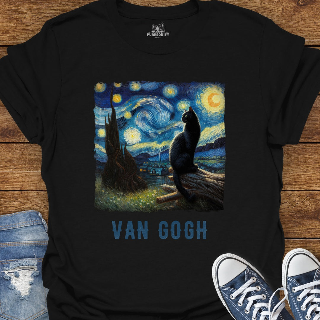 Starry Night Cat by van Gogh T-Shirt