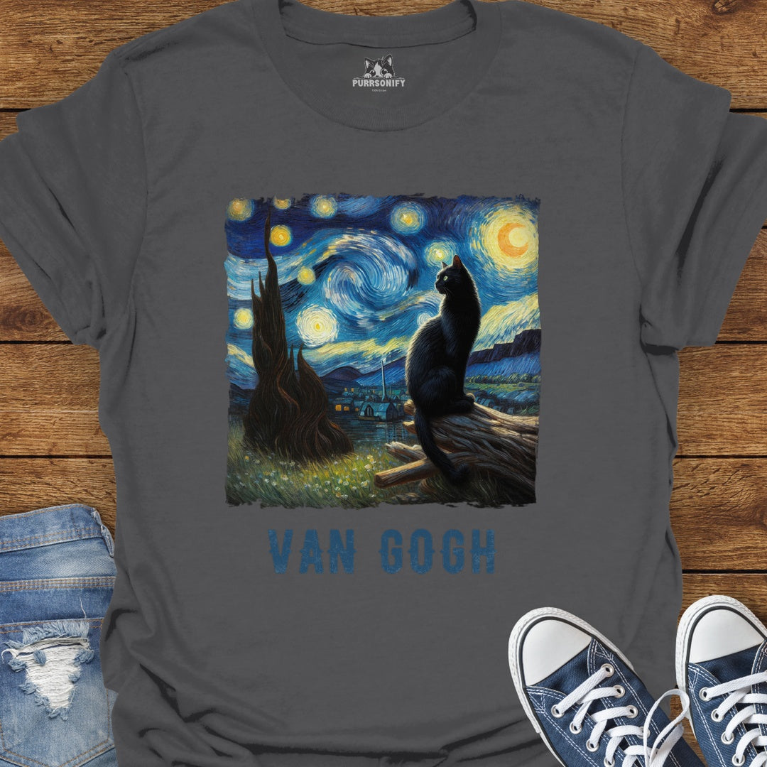 Starry Night Cat by van Gogh T-Shirt