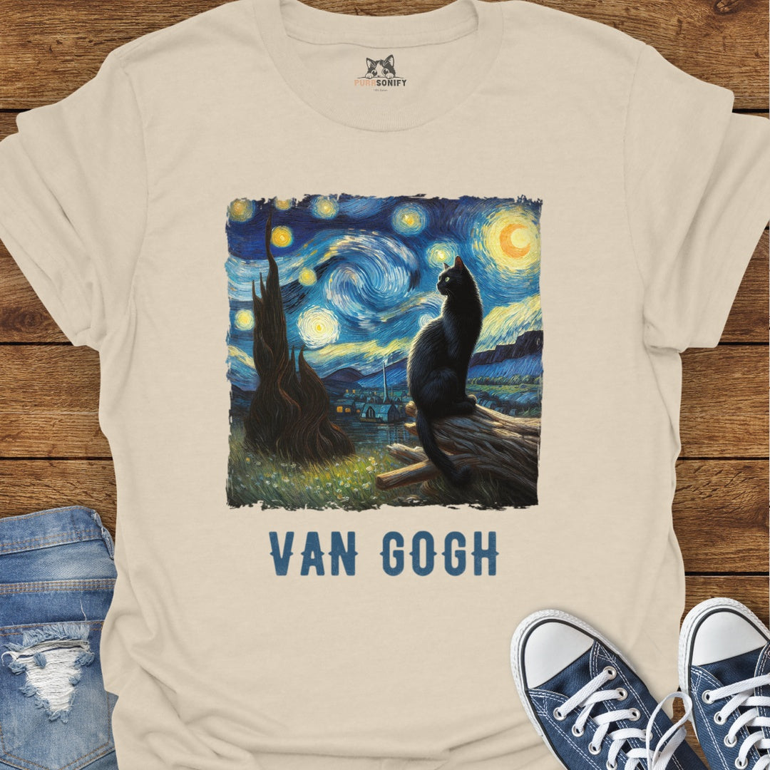 Starry Night Cat by van Gogh T-Shirt