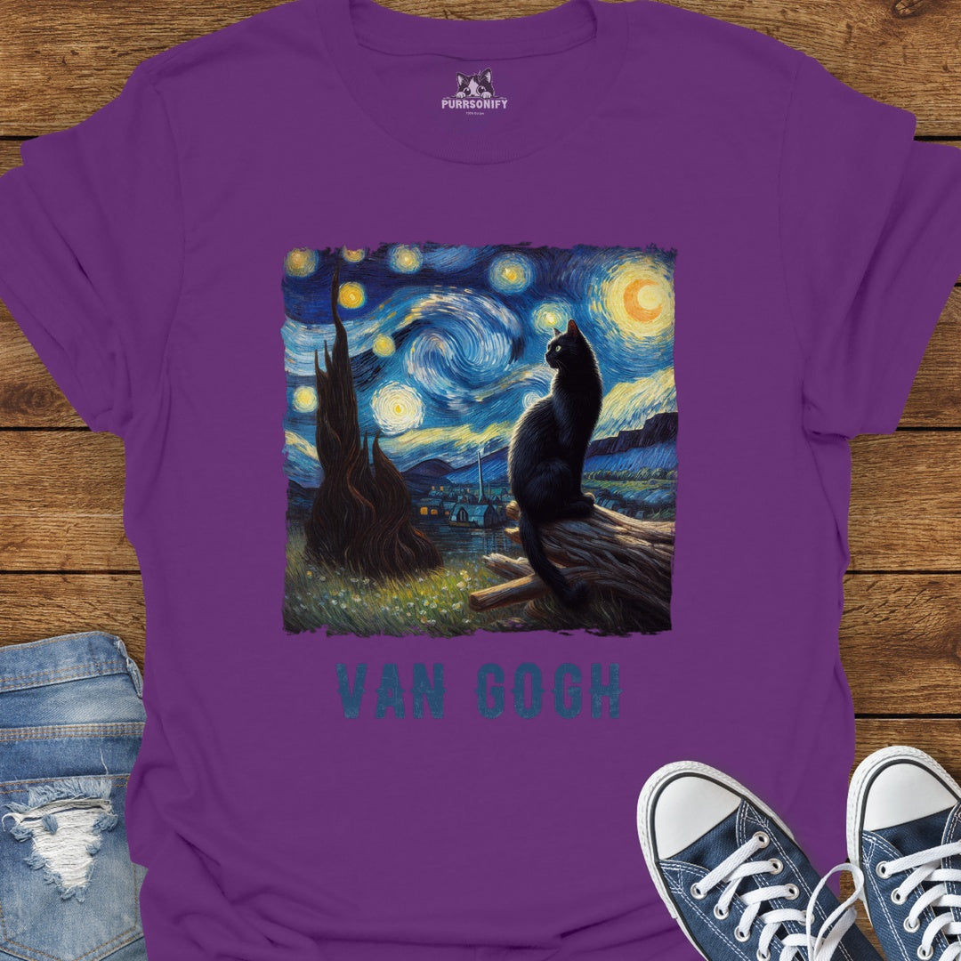 Starry Night Cat by van Gogh T-Shirt