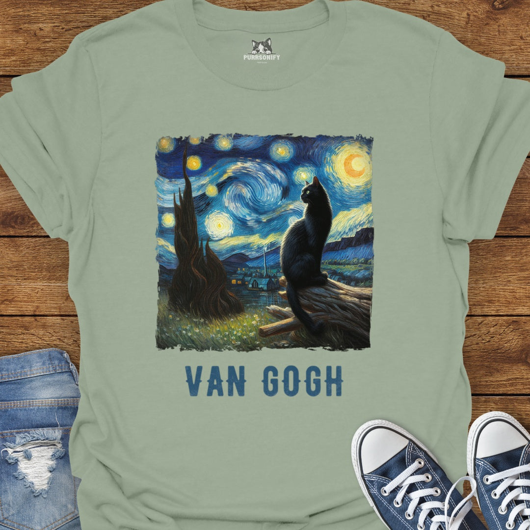 Starry Night Cat by van Gogh T-Shirt