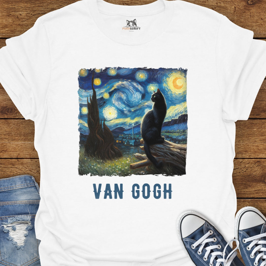Starry Night Cat by van Gogh T-Shirt