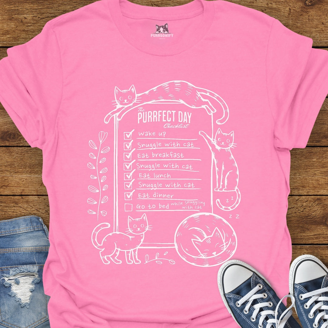 The Purrfect Day Checklist Cat T-Shirt
