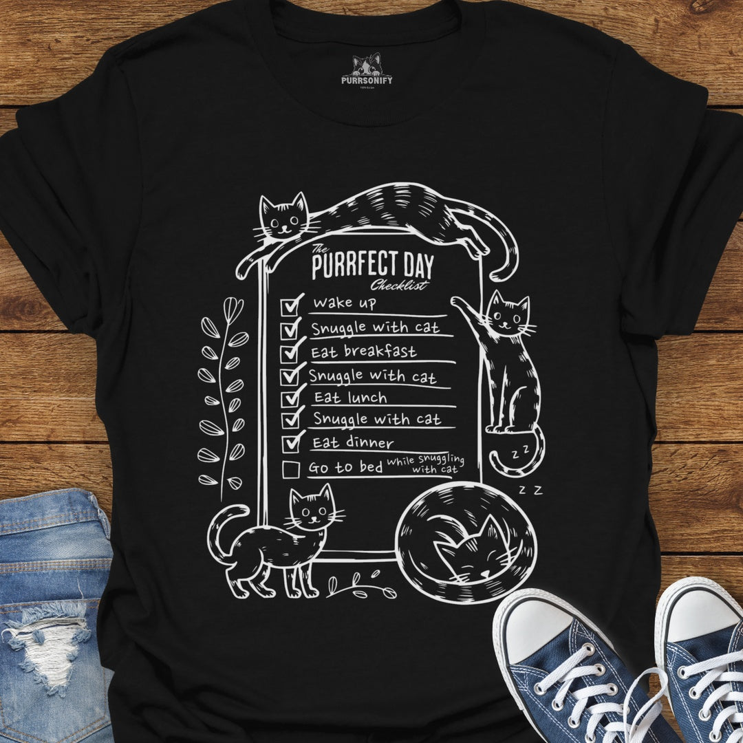 The Purrfect Day Checklist Cat T-Shirt