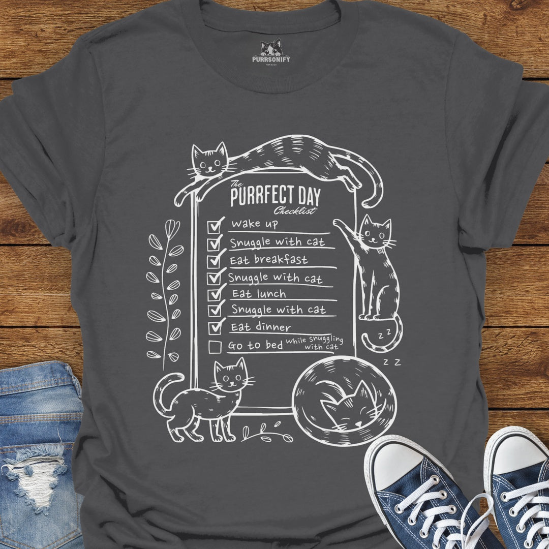 The Purrfect Day Checklist Cat T-Shirt