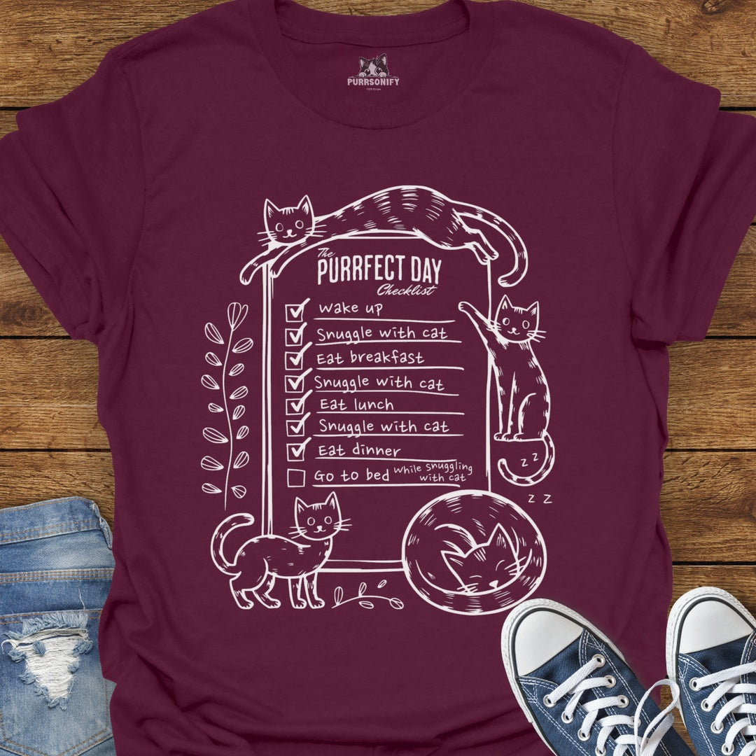 The Purrfect Day Checklist Cat T-Shirt
