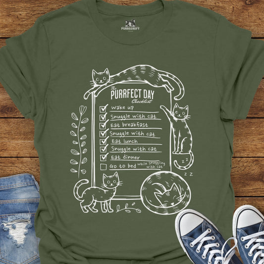 The Purrfect Day Checklist Cat T-Shirt