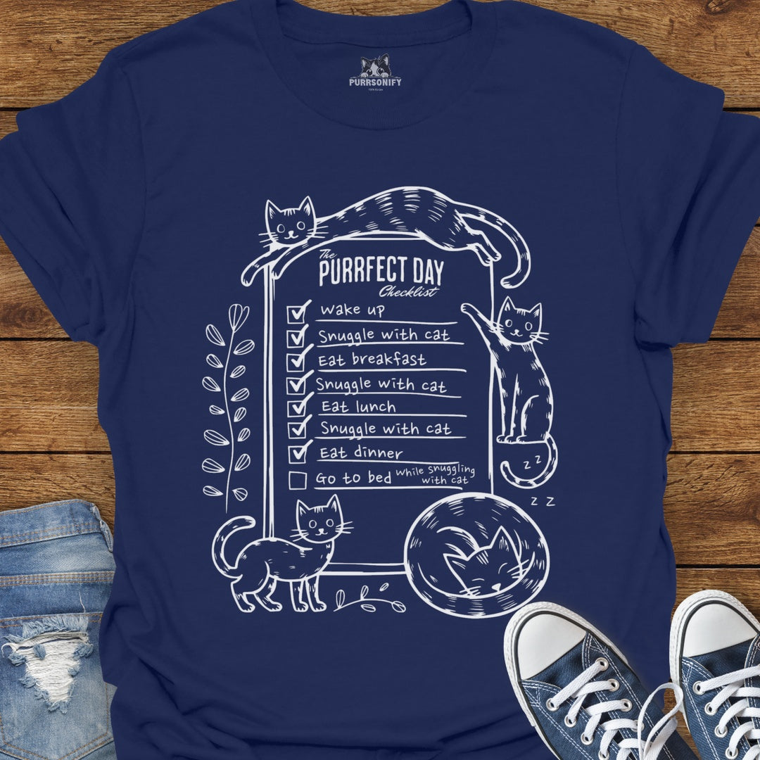 The Purrfect Day Checklist Cat T-Shirt